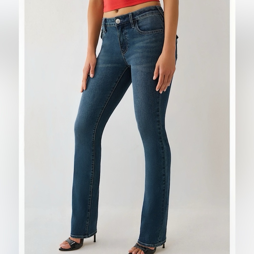 True Religion BILLIE MID RISE FLAP STRAIGHT JEAN